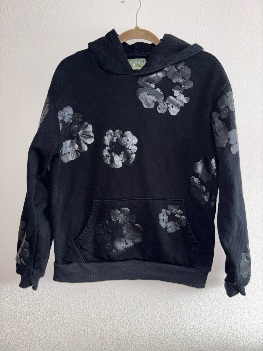 Black denim tear hoodie size small